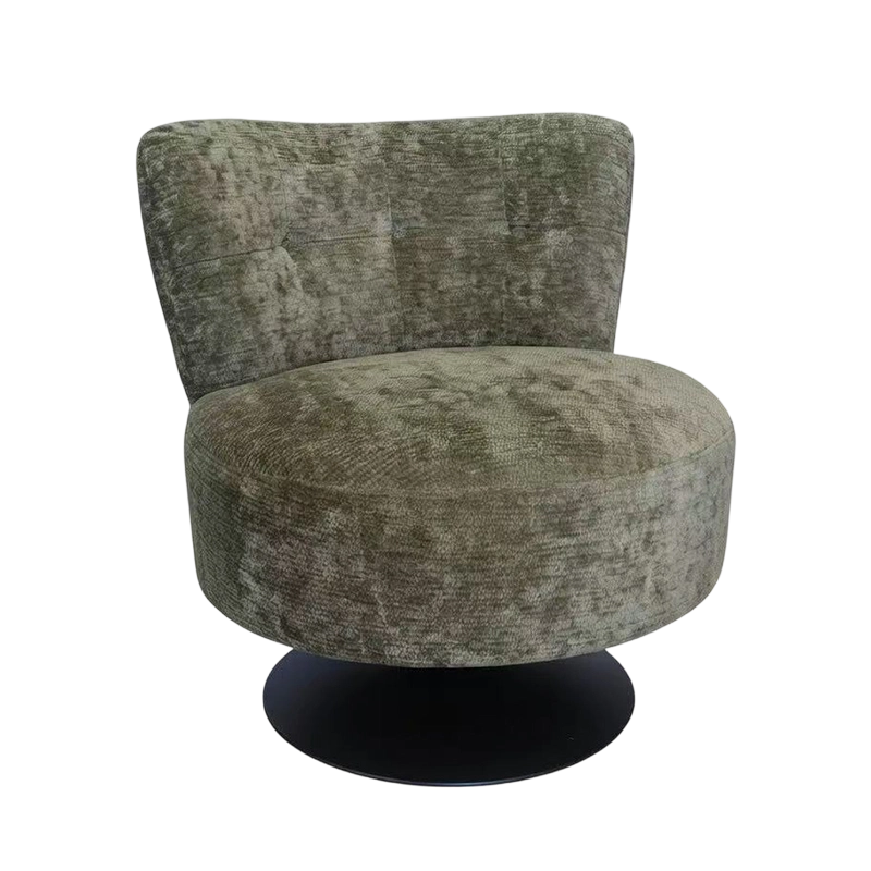 ベルベット布張りの 360 度回転アクセントチェア